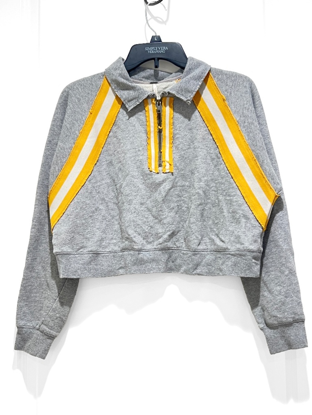 Free People Sweatshirt Women’s Size Small Varsity Crop Preppy School Half Zip